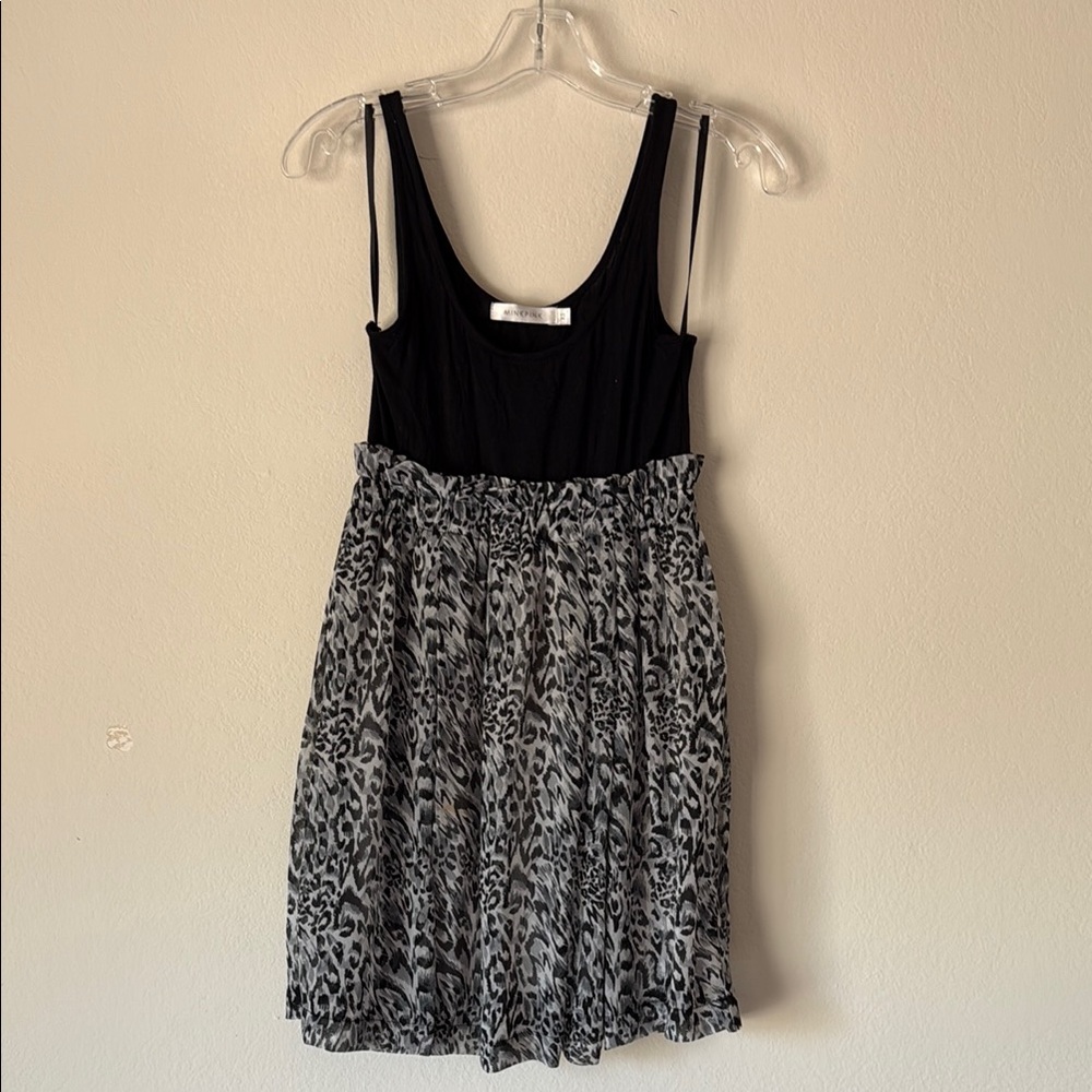 MINKPINK Black and Gray Animal Print Mini Dress